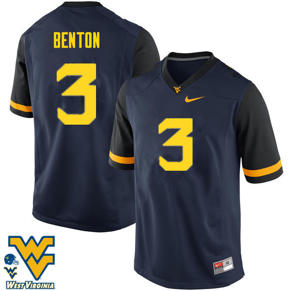 NCAA Men's Al-Rasheed Benton West Virginia Mountaineers Navy #3 Nike Stitched Football College Authentic Jersey OF23O45VF